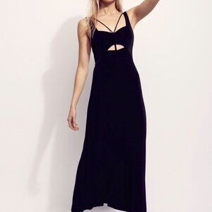 Free People Black Stretch Dress Strappy Cut Out Dress Hypnotized Knit Dress‎